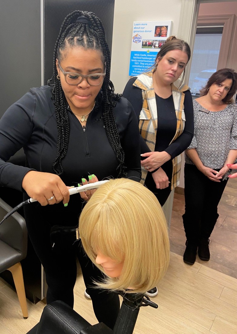 Cuts 4 a Cause - Wigs4Kids of Michigan   - Carmela_cutting_a_wig