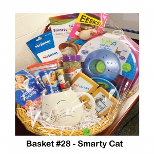 $25 Pet Smart Gift Card,
Cat Coffee Mug,
Crackle Chute & Mouse Toy,
Organic KatNip,
Purina Treats,
Sheba Treats,
Temptations Treats,
Treat Bowl & Holder