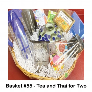 $25 Sy Thai Gift Card,
Be Nice or Else Book,
Cold Tea Maker,
Green & Blue Vase,
Organic Green & White Tea,
Storage Container for Tea,
Tall Black Travel Mug
