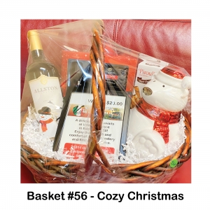 $20 Villa Restaurant Gift Card,
Allston Estate Cabernet,
Bear Candle,
Praline Cream Wafers,
Pure Essential Oils Xmas Set,
Silver Snowman Wine Holder
