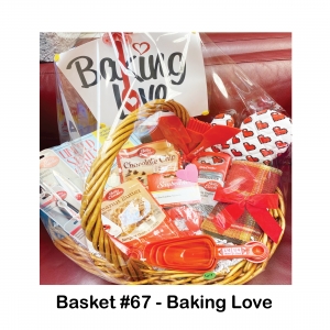 About Bread Cookbook,
Baking Love Sign,
Betty Crocker Cookie Mixes,
Measuring Cups & Spoons,
Cheese Grater, Peeler, Scissors,
Heart Oven Mitt,
Red Cooking Utensils,
Towel,
Cupcake Stencils
