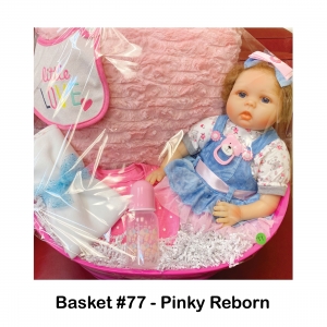 “Little Love” Baby Bib,
Pink Baby Bib,
Pink Baby Bottle,
Pink Pillow,
Pinky Reborn Doll,
White Baby Blanket
