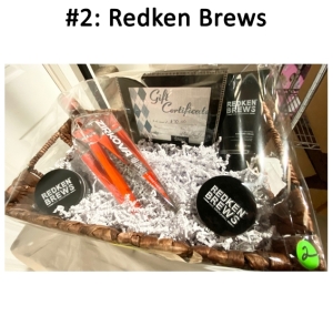 This basket includes a 3 Redken Brews products set, vokda, and a gift card.