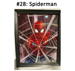 A framed Spiderman picture.
