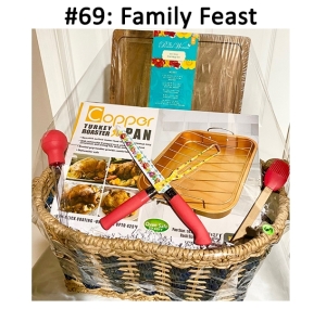 This basket includes a carving set & cutting board and a roaster pan.